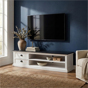 NovaSolo Halifax Contrast 71&quot TV Stand in Pure White and Black
