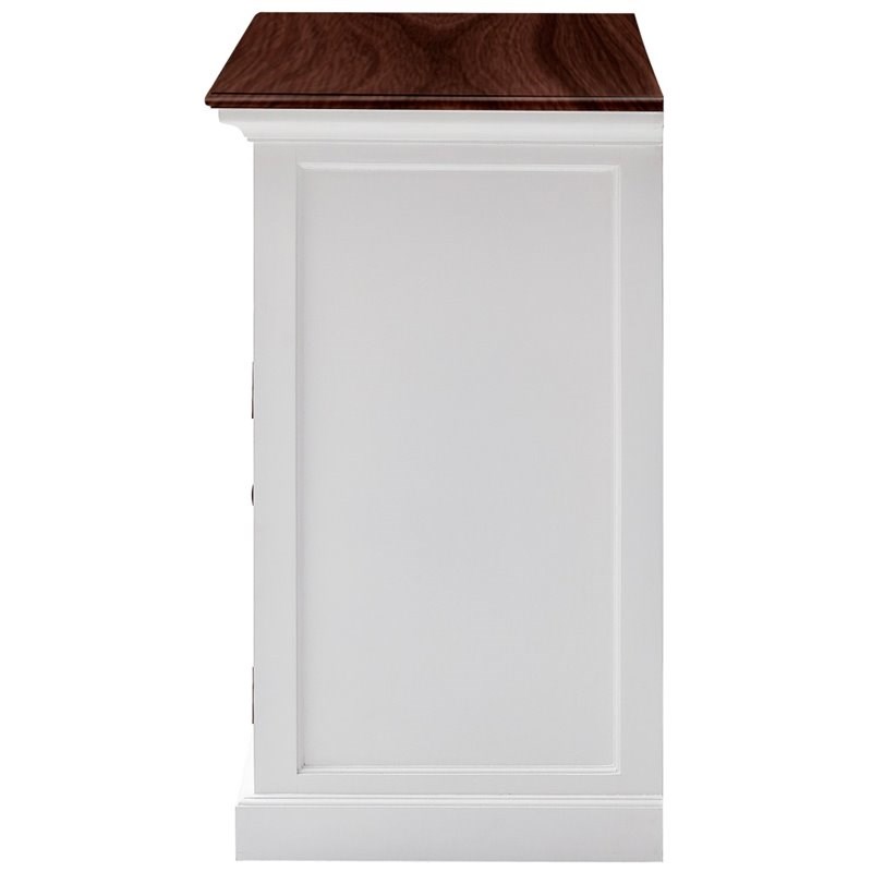 NovaSolo Halifax Accent 2 Basket Buffet in Pure White and Dark Wood