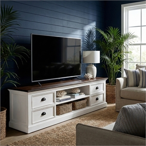 NovaSolo Halifax Accent 71&quot TV Stand in Pure White and Dark Wood