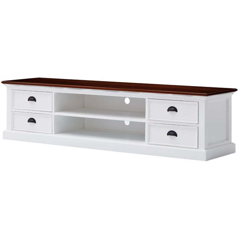Novasolo Halifax Accent 71 Tv Stand In Pure White And Dark Wood Novasolo Halifax Accent 71