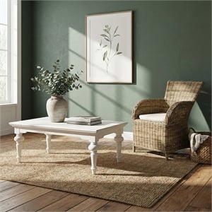 NovaSolo Provence Rectangular Coffee Table Wood in Pure White