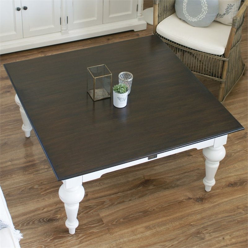 Novasolo Provence Accent Coffee Table In Pure White And Dark Wood Novasolo Provence Accent Coffee Table In Pure White And Dark Wood