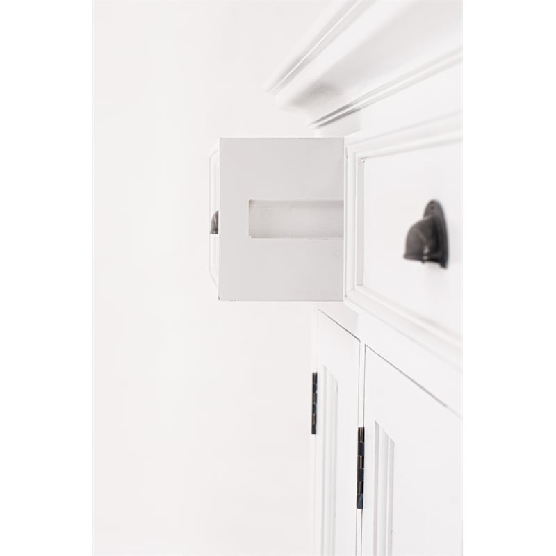 NovaSolo Halifax Mahogany Wood Buffet with 4 Doors 3 Drawers in White