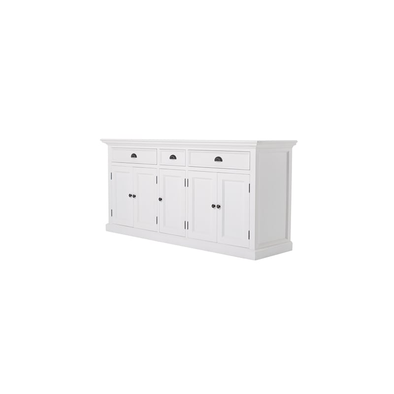 Halifax Mahogany Wood Kitchen Hutch Cabinet with 5 Doors 3 Drawers in White