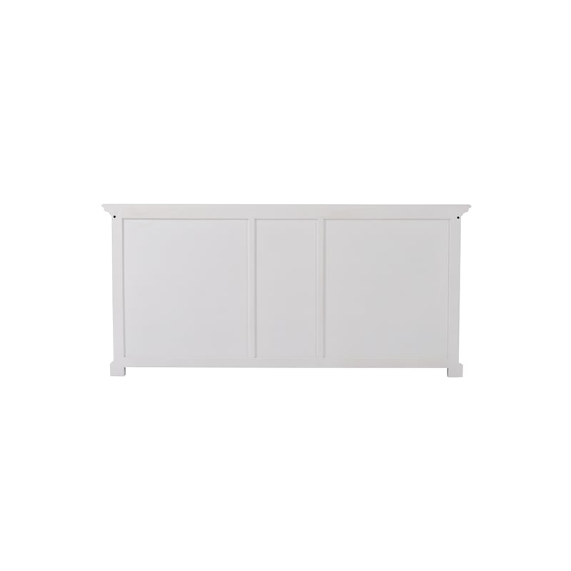 Halifax Mahogany Wood Kitchen Hutch Cabinet with 5 Doors 3 Drawers in White