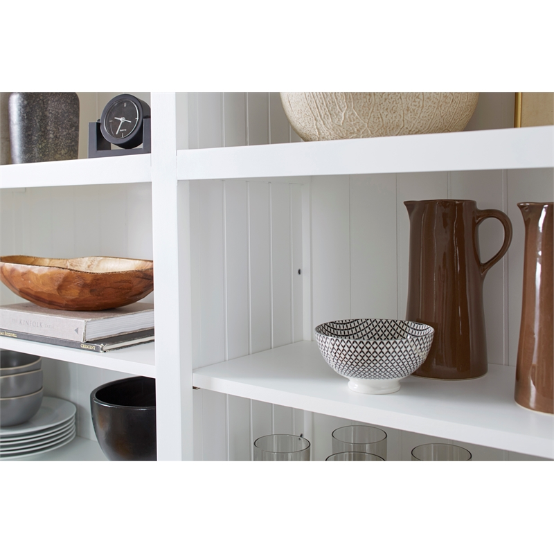 NovaSolo Halifax Mahogany Wood Bookcase 5 Doors 3 Drawers in Classic White