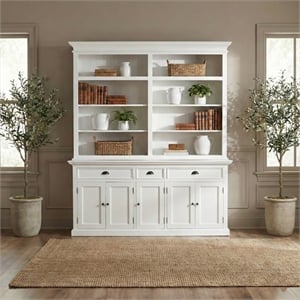 NovaSolo Halifax Mahogany Wood Bookcase 5 Doors 3 Drawers in Classic White