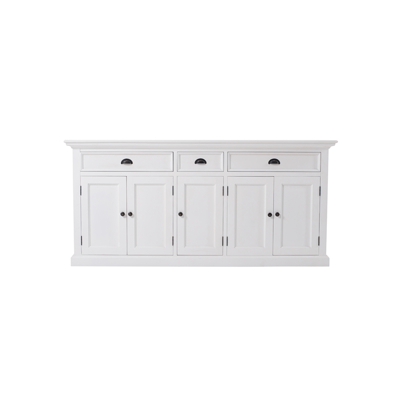 NovaSolo Halifax Mahogany Wood Bookcase 5 Doors 3 Drawers in Classic White