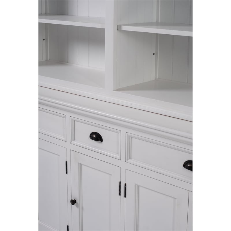 NovaSolo Halifax Mahogany Wood Bookcase 5 Doors 3 Drawers in Classic White