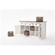 NovaSolo Halifax Accent Mahogany Wood Buffet with 4 Basket Set in White