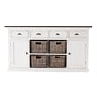 NovaSolo Halifax Accent Mahogany Wood Buffet with 4 Basket Set in White