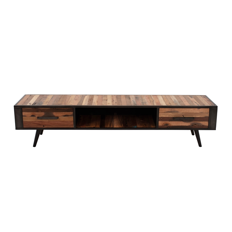 Novasolo Nordic Smooth Boat Wood Iron Tv Dresser 2 Drawers In Multi Color Kk No 20005