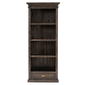 novasolo halifax mindi wood bookcase with 1 drawer in black wash