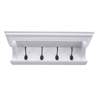 NovaSolo Halifax Mahogany Wood 4 Hook Coat Rack 70 cm in Classic White