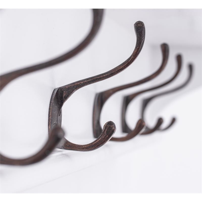 NovaSolo Halifax Mahogany Wood 6 Hook Coat Rack 100 cm in White