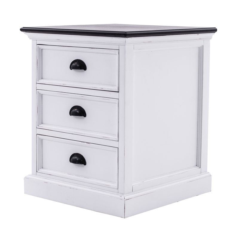 NovaSolo Halifax Accent Mahogany Wood Bedside Drawer Unit in White
