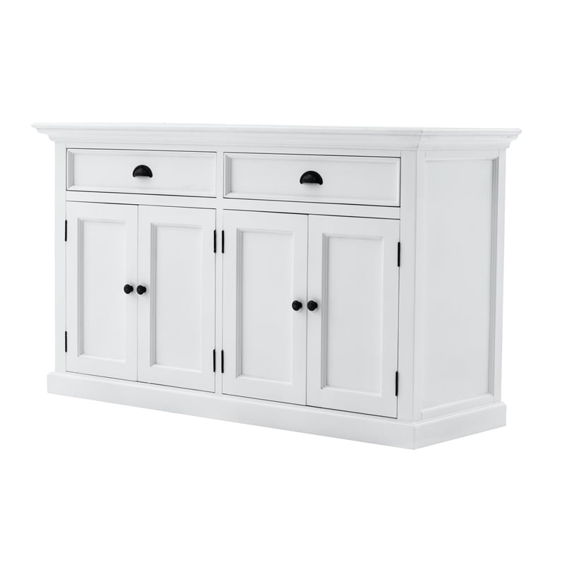 NovaSolo Halifax Mahogany Wood Buffet Hutch Unit with 6 Shelves in White