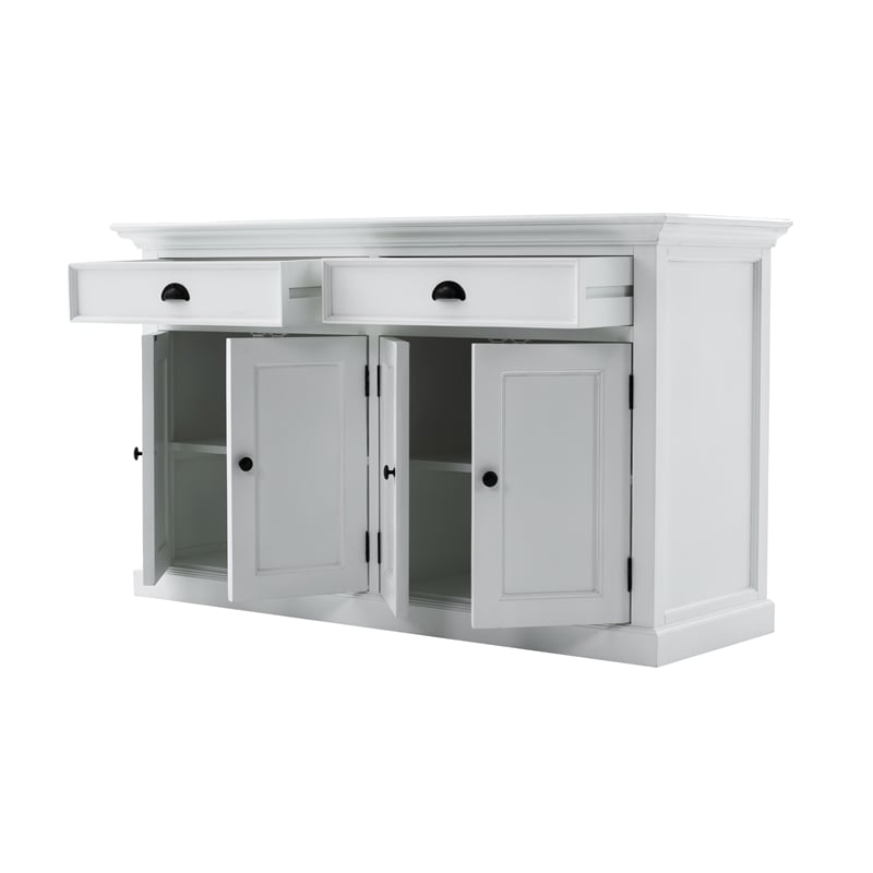 NovaSolo Halifax Mahogany Wood Buffet Hutch Unit with 6 Shelves in White