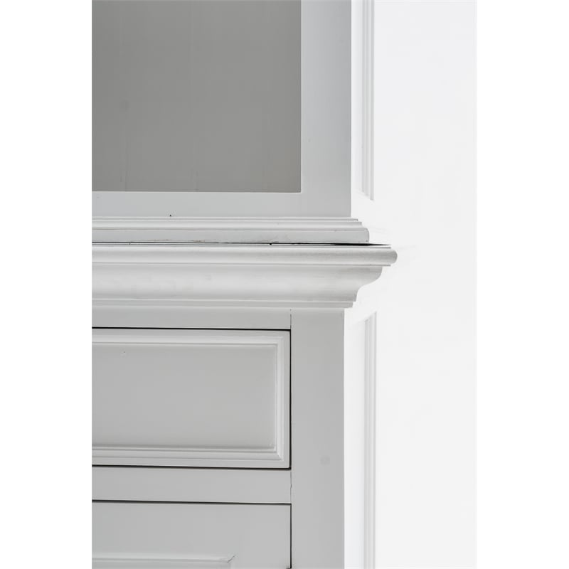 NovaSolo Halifax Mahogany Wood Buffet Hutch Unit with 6 Shelves in White