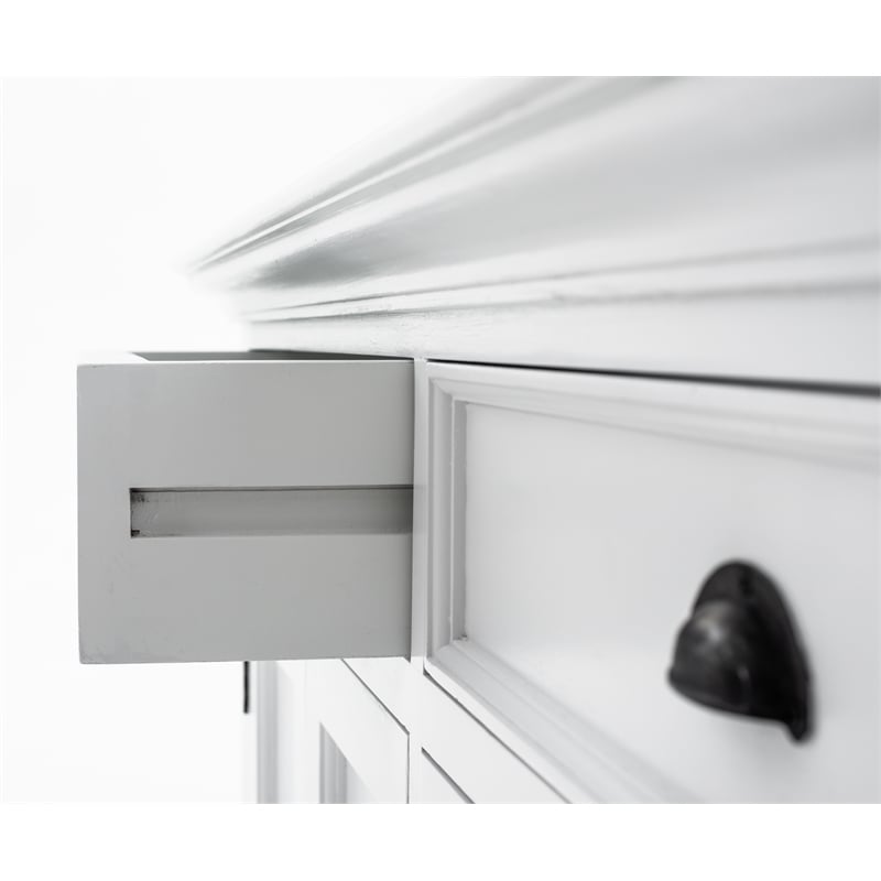 NovaSolo Halifax Mahogany Wood Buffet Hutch Unit with 6 Shelves in White