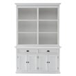 NovaSolo Halifax Mahogany Wood Buffet Hutch Unit with 6 Shelves in White