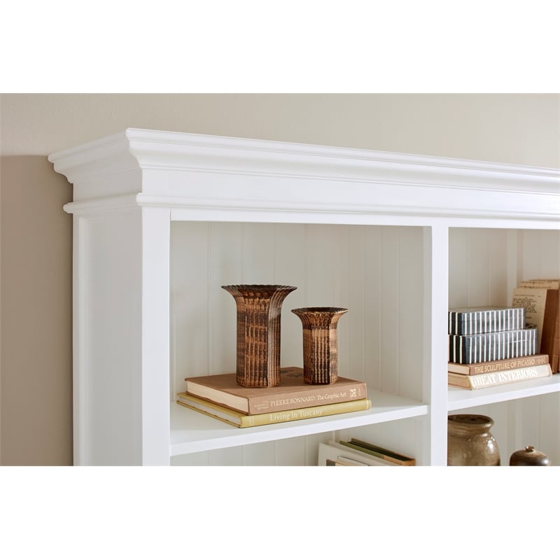 NovaSolo Halifax Mahogany Wood Buffet Hutch Unit with 6 Shelves in White