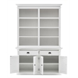 NovaSolo Halifax Mahogany Solid Wood Buffet Hutch Unit with 8 Shelves in White