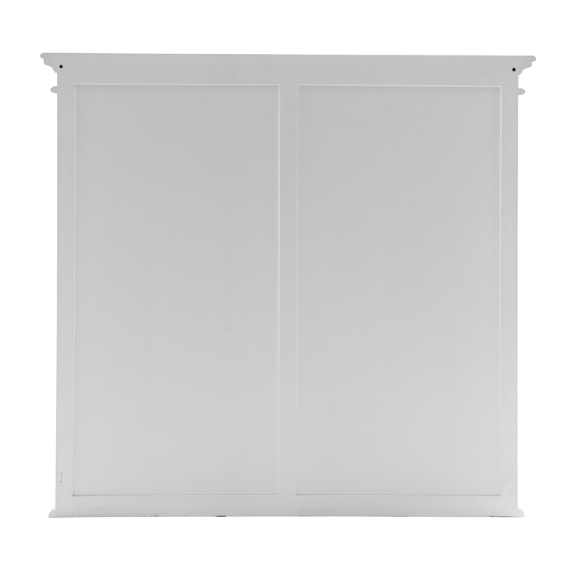 NovaSolo Halifax Mahogany Solid Wood Buffet Hutch Unit with 8 Shelves in White