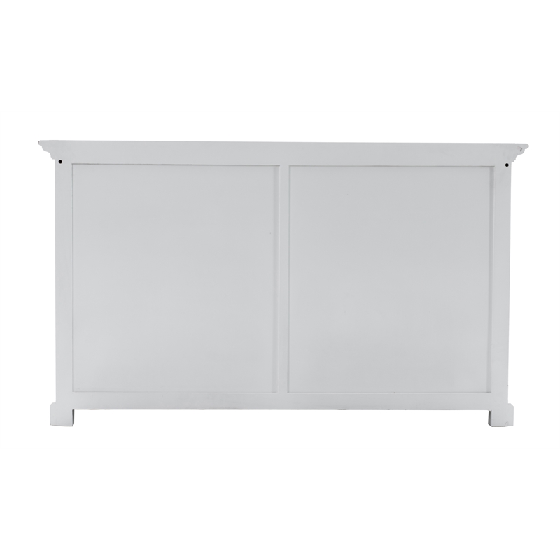 NovaSolo Halifax Mahogany Solid Wood Buffet Hutch Unit with 8 Shelves in White