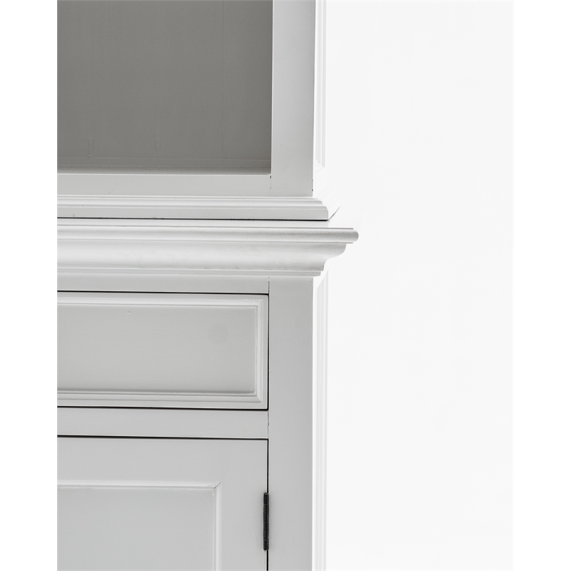 NovaSolo Halifax Mahogany Solid Wood Buffet Hutch Unit with 8 Shelves in White