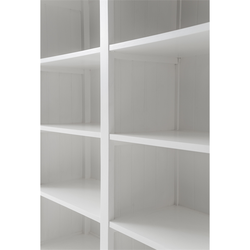 NovaSolo Halifax Mahogany Solid Wood Buffet Hutch Unit with 8 Shelves in White