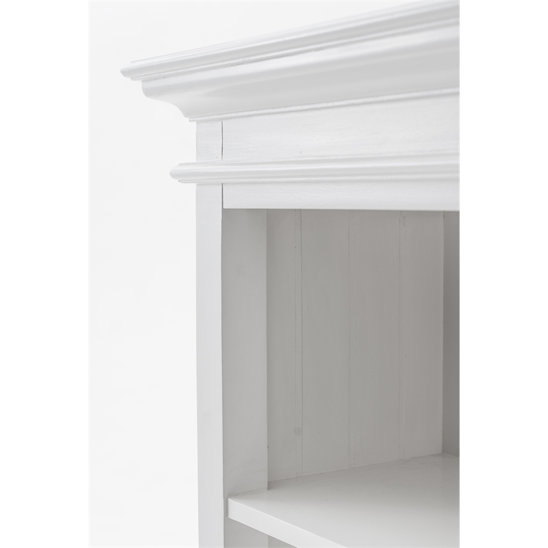 NovaSolo Halifax Mahogany Solid Wood Buffet Hutch Unit with 8 Shelves in White