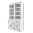 NovaSolo Halifax Mahogany Solid Wood Buffet Hutch Unit with 8 Shelves in White