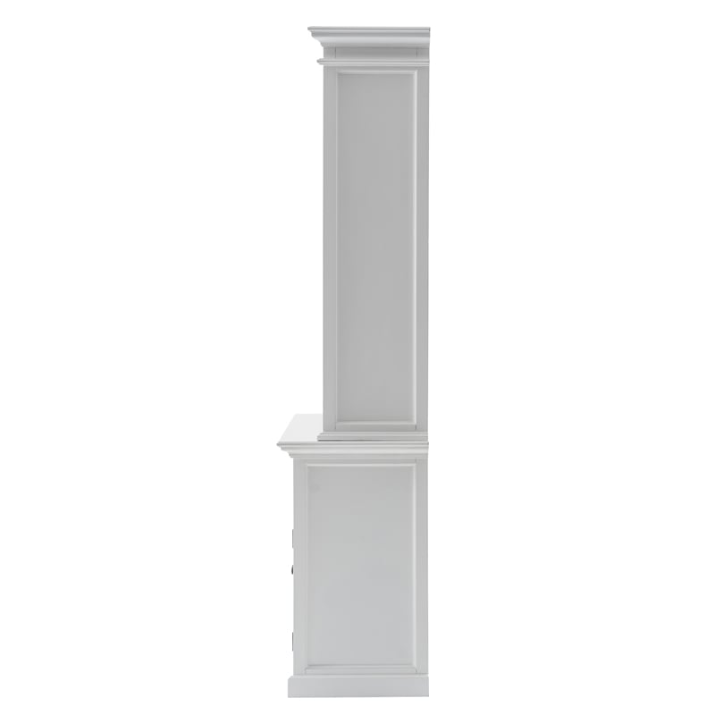 NovaSolo Halifax Mahogany Solid Wood Buffet Hutch Unit with 8 Shelves in White
