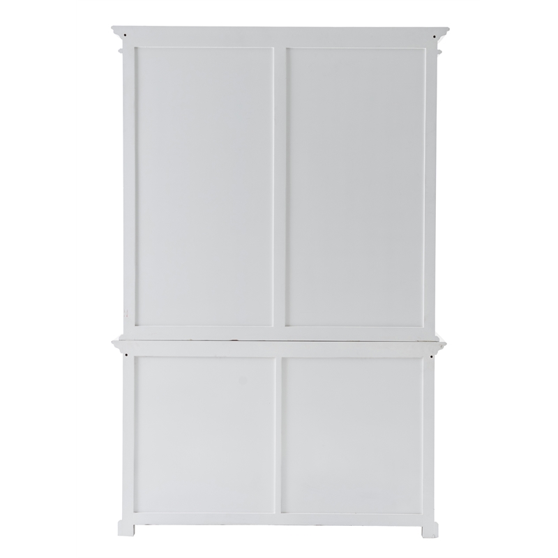 NovaSolo Halifax Mahogany Solid Wood Buffet Hutch Unit with 8 Shelves in White