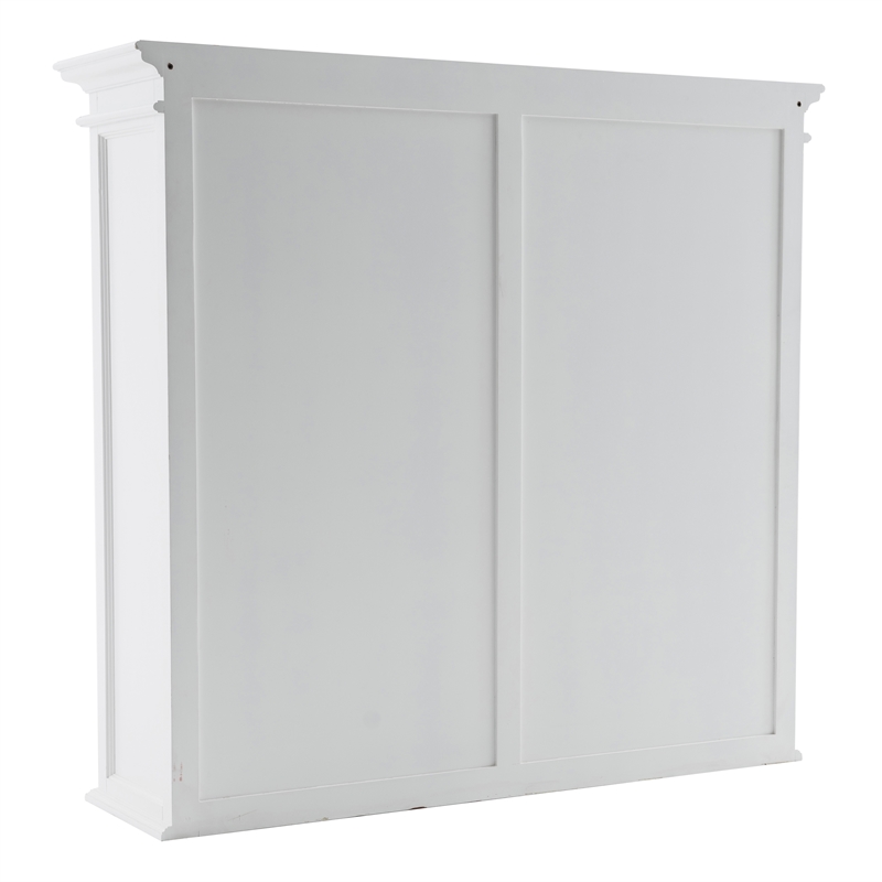 NovaSolo Halifax Mahogany Solid Wood Buffet Hutch Unit with 8 Shelves in White