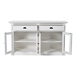 Novasolo Halifax Mahogany Wood Classic Buffet with Glass Doors in White