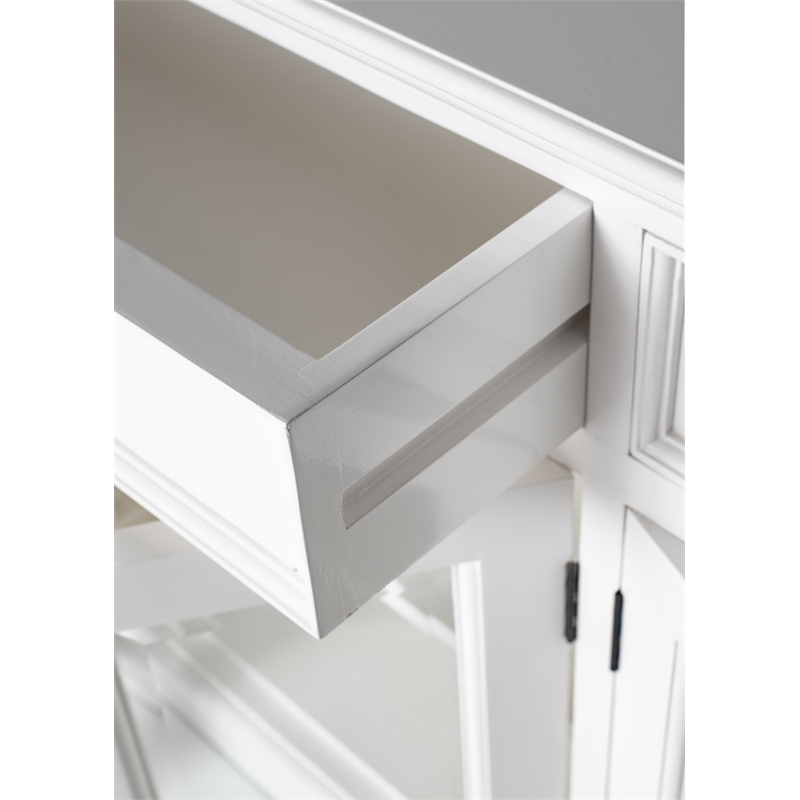 Novasolo Halifax Mahogany Wood Classic Buffet with Glass Doors in White