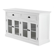 Novasolo Halifax Mahogany Wood Classic Buffet with Glass Doors in White
