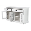 Novasolo Halifax Mahogany Wood Classic Buffet with Glass Doors in White