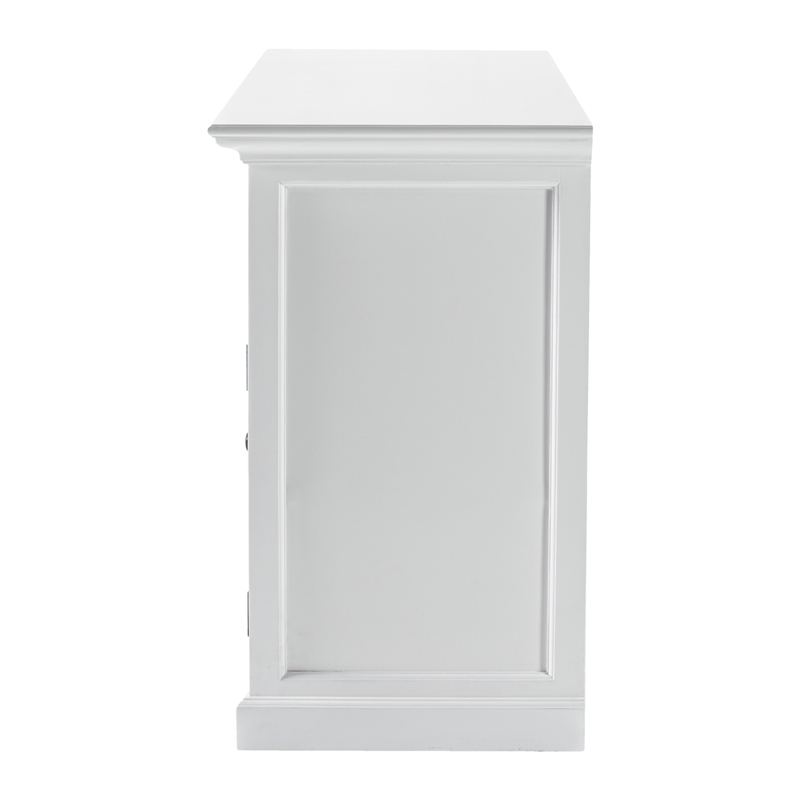 Novasolo Halifax Mahogany Wood Classic Buffet with Glass Doors in White