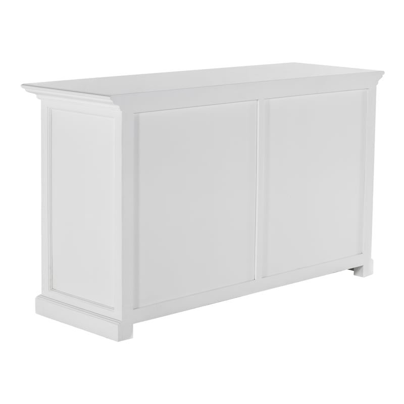 Novasolo Halifax Mahogany Wood Classic Buffet with Glass Doors in White