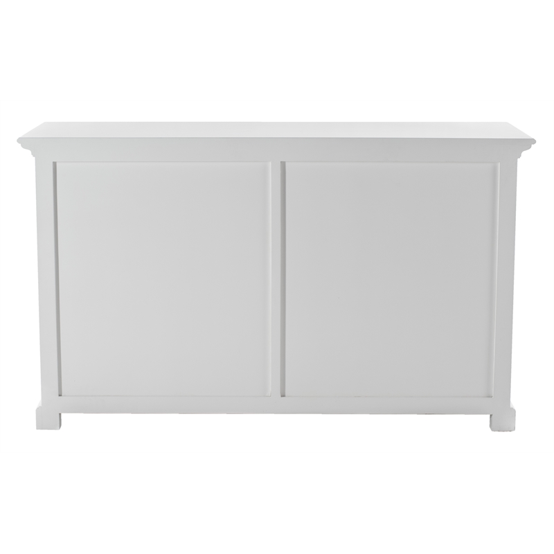 Novasolo Halifax Mahogany Wood Classic Buffet with Glass Doors in White