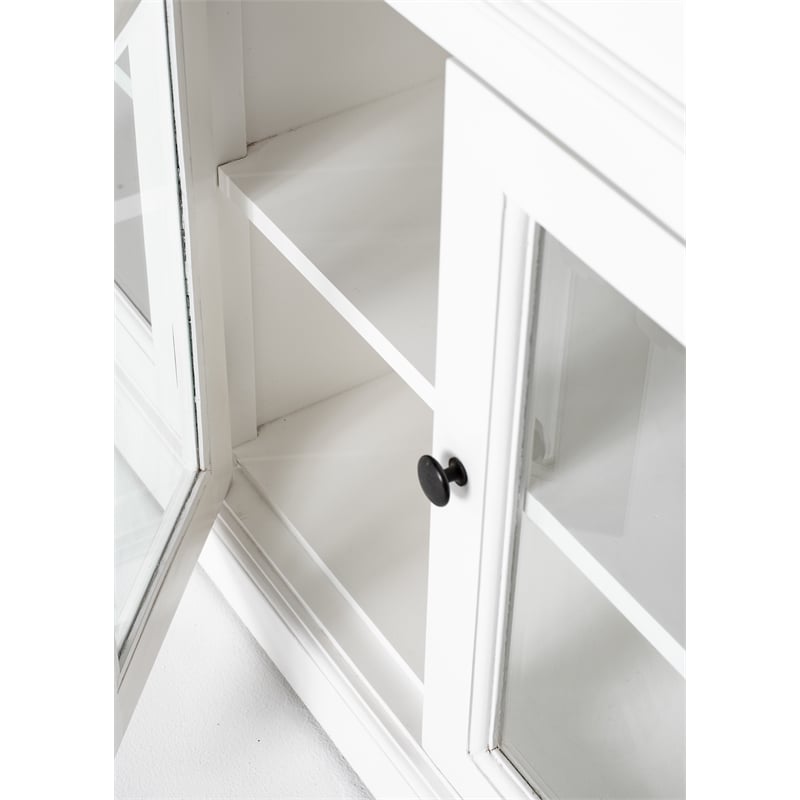 Novasolo Halifax Mahogany Wood Classic Buffet with Glass Doors in White