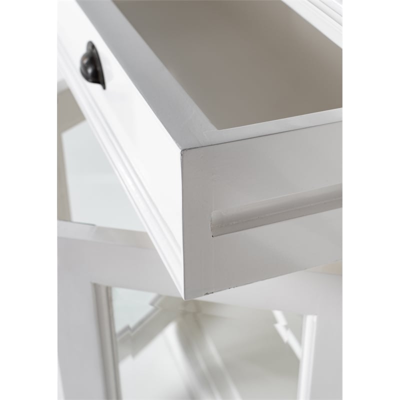 Novasolo Halifax Mahogany Wood Classic Buffet with Glass Doors in White