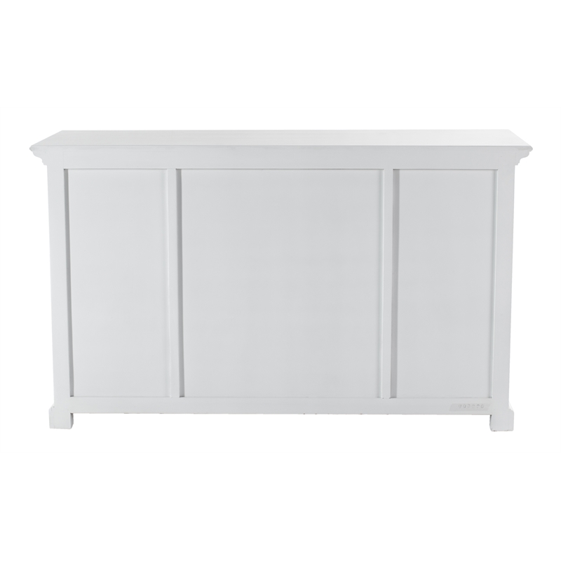 Novasolo Halifax Mahogany Wood Buffet with 4 Glass Doors 3 Drawers in White