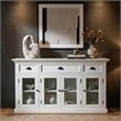 Novasolo Halifax Mahogany Wood Buffet with 4 Glass Doors 3 Drawers in White
