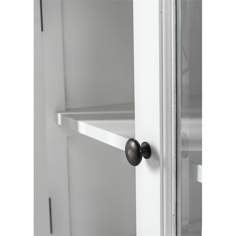 Novasolo Halifax Mahogany Wood Buffet with 4 Glass Doors 3 Drawers in White