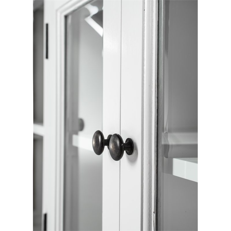 Novasolo Halifax Mahogany Wood Buffet with 4 Glass Doors 3 Drawers in White