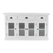 Novasolo Halifax Mahogany Wood Buffet with 4 Glass Doors 3 Drawers in White